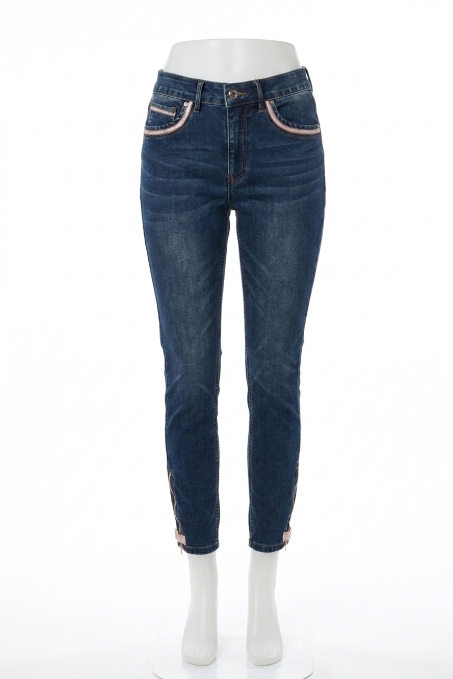 NEW FRANK LYMAN skinny high-waisted jeans in blue/blush